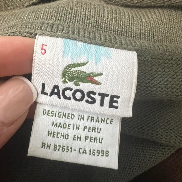 ❌SOLD❌ Lacoste Olive Green Polo Sweater - Picture 4 of 4